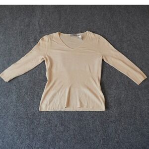 Liz‎ Claiborne Collection Women's Beige V-Neck Long Sleeve Knit Top